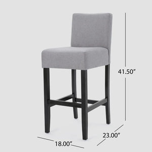 English Elm 30-inch Fabric Upholstered Barstool Set Rubberwood Frame with Lumbar Support 74503.00FLGRY
