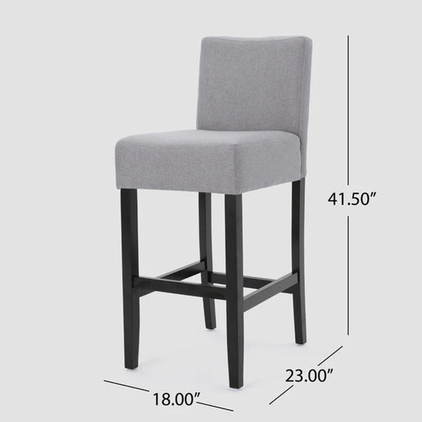 English Elm 30-inch Fabric Upholstered Barstool Set Rubberwood Frame with Lumbar Support 74503.00FLGRY