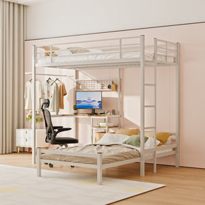 English Elm Bunk Bed Twin Over Twin With L-Shaped Desk, Storage Shelves & Safety Guardrail - Perfect For Teens! W3752P378629