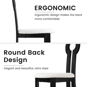 English Elm Vintage Rubber Solid Wood Dining Chair Set of 2 — Plush Berber Fleece Upholstery, Water & Stain Resistant, 280 lb Capacity Black,White W1535P281504