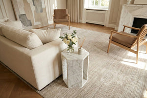 English Elm Genuine Solid Marble Hexagonal Pedestal End Table Polished Stone for Modern Living White+Multi W1696P408000