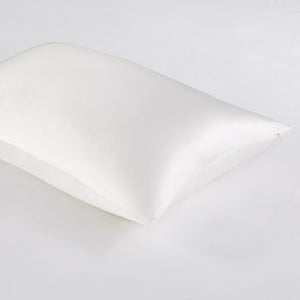 JLA Home Madison Park - 100% Mulberry silk pillowcase 25mm 6A OEKO-TEX satin finish with hidden zipper for skin & hair care White MP21-7270