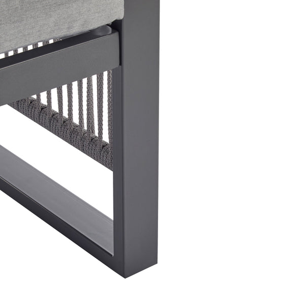 English Elm Christopher Knight Home® - 4-Pieces Outdoor Metal Patio Furniture Set with Deep-Seat Cushions, Teslin Rope, Wood-Look Tabletop, Rust-Resistant Frame Natural+Grey N780P2540723G