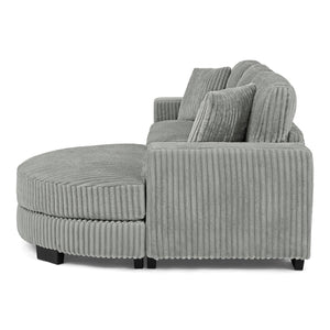 English Elm Corduroy L-Shaped Modular Sleeper Sectional Sofa With Versatile Footstool - Cozy Gray Comfort! W487S00344