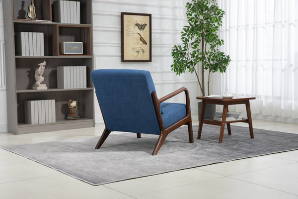 English Elm Mid Century Modern Upholstered Accent Chair Natural Wood Frame with Lumbar Cushion Support W2530P407181