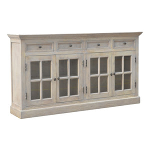 English Elm Solid Mango Wood Sideboard With Stone Acid Wash Finish - Rustic Charm & Ample Storage Solution B182P279310-GIGA