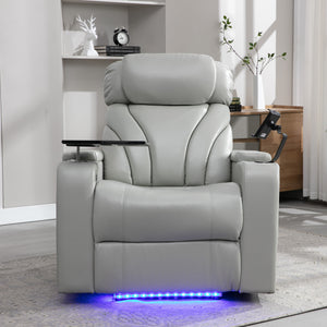 English Elm Power Motion Recliner Electric with USB Charging, Hidden Arm Storage, Cup Holder & Bluetooth Speaker LIGHT GREY N719S000800E
