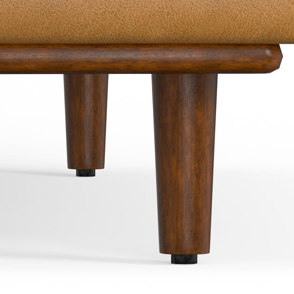 English Elm Morrison 72-inch Sofa and Ottoman Set in Sienna Kind Leather — Mid-Century Modern, Plush 2-Piece B136P199228