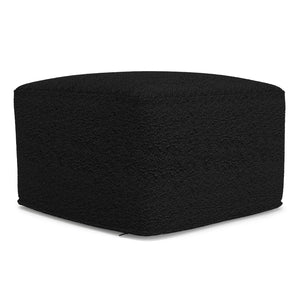 English Elm Chantal Boucle Square Pouf Handcrafted Cotton Accent Footrest for Modern Living Rooms Black B136P427582