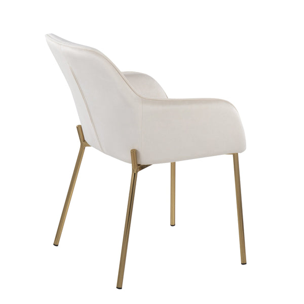 English Elm Daniella Contemporary Dining Chair Set Of 2 In Cream Velvet & Gold Metal - Chic Comfort & Style! B202S01328