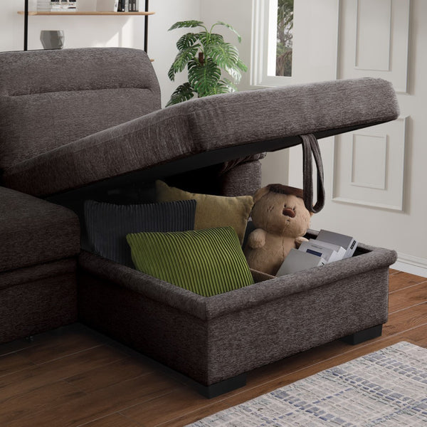 English Elm Kipriano Chenille Sleeper Sectional with Storage Chaise and Usb Console B2749S00358