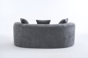 English Elm Crescent-shaped Curved Chenille Loveseat Low Profile Deep Seat Modern Living Room Sofa Grey W5188P450341