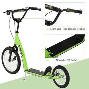 English Elm Aosom Kids Kick Scooter Steel Frame Inflatable Wheels Adjustable Handlebar Ages 5 Up W2225P249784