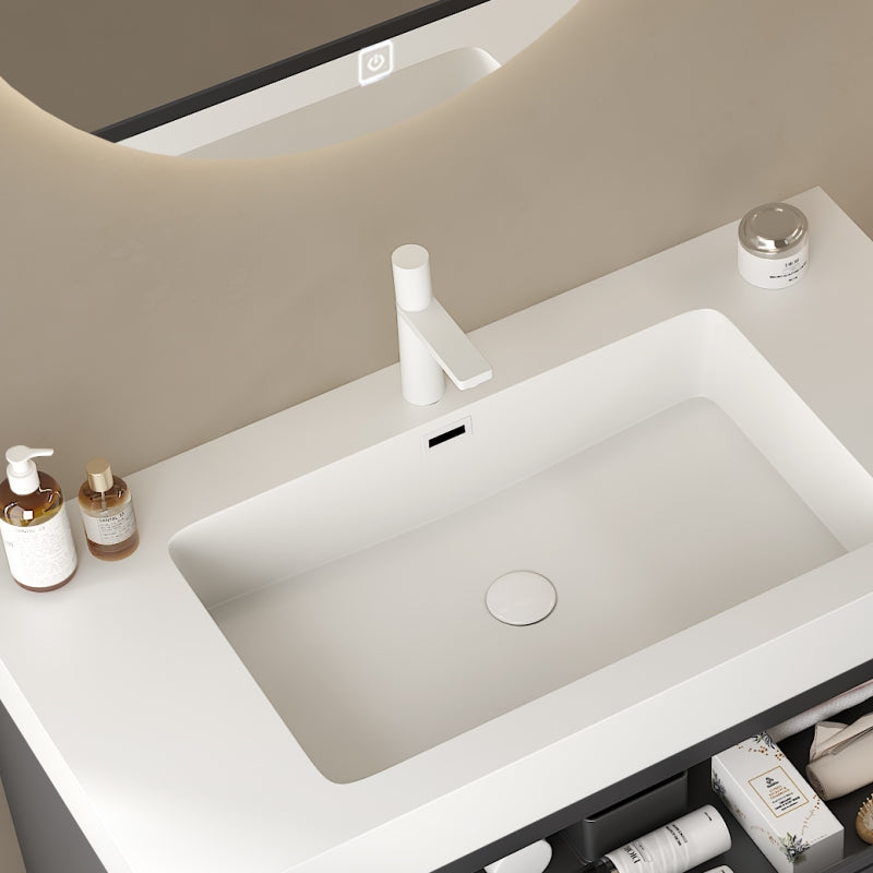 English Elm 30" Solid Surface Integrated Rectangular Undermount Basin, Scratch & Stain Resistant, Overflow Ready W2615P200118