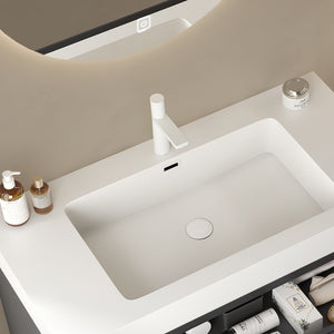 English Elm 36" Integrated Rectangular Undermount Basin Solid Surface, Scratch & Stain Resistant, Overflow Ready, 40.55x24.41x13.78 W2615P200123