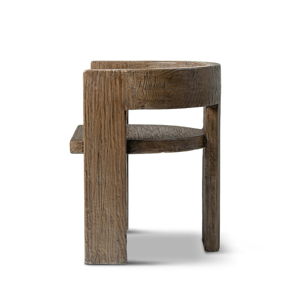 English Elm Soren Reclaimed Elm Sculptural Dining Chair with Wraparound Back Wabi-sabi Craft Brown B2719P474457