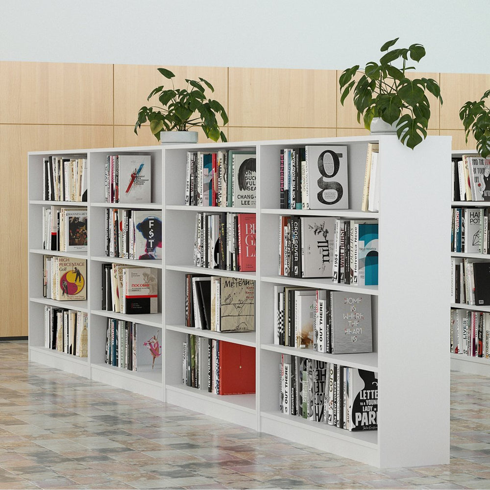 English Elm 4 Shelf Display Bookcase – 48" Freestanding Engineered Wood Bookshelf, Stable Anti-Tip White Finish T3623P381014