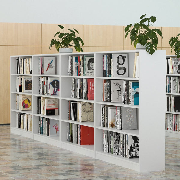 English Elm 4 Shelf Display Bookcase – 48" Freestanding Engineered Wood Bookshelf, Stable Anti-Tip White Finish T3623P381014
