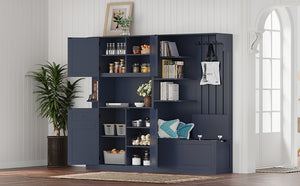 English Elm Multifunctional Hall Cabinet – Stylish 2-In-1 Storage Solution With Hooks For Entryway & Living Room W1580S00187