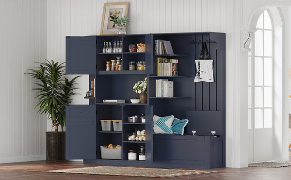 English Elm Multifunctional Hall Cabinet – Stylish 2-In-1 Storage Solution With Hooks For Entryway & Living Room W1580S00187
