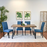 6-Piece Amisos Dining Set: Hairpin Table, 4 Chairs, Upholstery Bench, 3 Colors