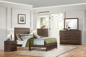 English Elm Espresso Contemporary King Bed With Beveled Framing - Elegant Wooden Furniture For Modern Homes B011S01514