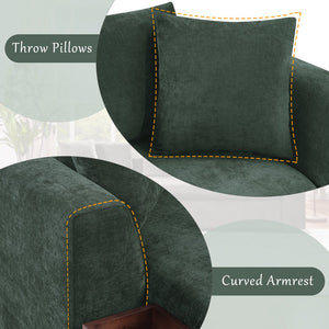 English Elm Sectional Chenille L-Shaped Sofa with Hidden Wooden Storage, Deep 18.9" Seats & Pocket Springs Green N719S001970F