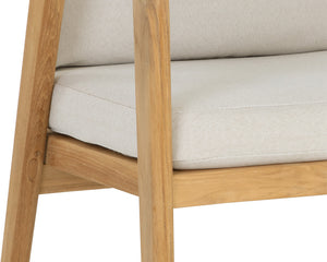 Sunpan Coraline Outdoor Dining Armchair in Palazzo Cream - Stylish, Durable Teak Frame for Any Space