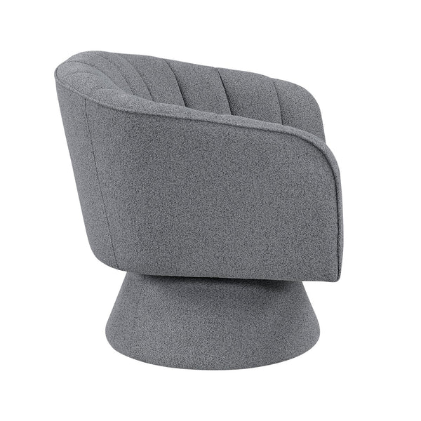 English Elm 1pc Bouclé Swivel Accent Chair with Channel Back, Plush Foam Seat, 360° Rotation, Modern Comfort Dark Gray 28.5 L x 28 W x 20 H B011P308016
