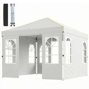 English Elm Outdoor Pop up Canopy with Steel Frame Upf 50 Sun Protection and Sidewalls White T3971P466916