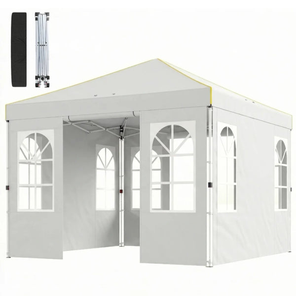 English Elm Outdoor Pop up Canopy with Steel Frame Upf 50 Sun Protection and Sidewalls White T3971P466916