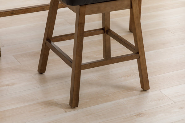 English Elm United We Win Quilted Microsuede Swivel Barstool with Wood Legs and Gold Rivet Trim Black W1568P361703