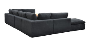 English Elm Coffee Bean Textured Upholstery Modular Sectional Low Profile Sofa with Toss Pillows Dark Gray B2748S00082