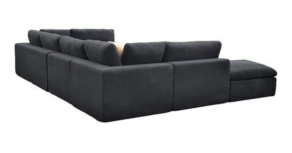 English Elm Coffee Bean Textured Upholstery Modular Sectional Low Profile Sofa with Toss Pillows Dark Gray B2748S00082