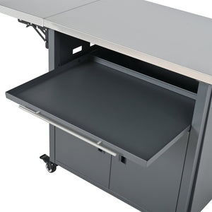 English Elm Outdoor Bbq Prep Cart Rolling Stainless Steel Grill Station with Foldable Work Surface Gray N719P407404E