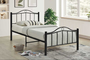 English Elm Modern Industrial Twin Platform Bed Steel Frame Powder Coated with Storage Clearance B2771P498517