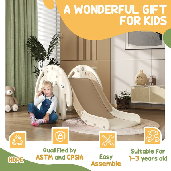 English Elm Qaba Elephant Toddler Slide Climber with Basketball Hoop for Playroom Fun W2225P229338