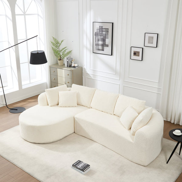 English Elm 109 Cloud Sectional Couch with L-Shape Chaise, Chenille Modular Sofa Bed, Memory Foam Comfort and Easy Setup White W1249S00003