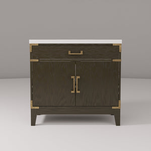 English Elm Brown Oak Single Bath Vanity With Cultured Marble Top - 36" W, Elegant Design & Ample Storage B2731P259776