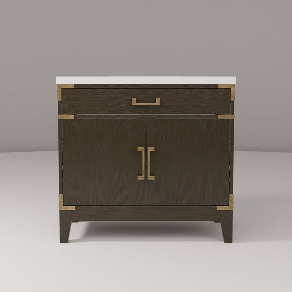 English Elm Brown Oak Single Bath Vanity With Cultured Marble Top - 36" W, Elegant Design & Ample Storage B2731P259776
