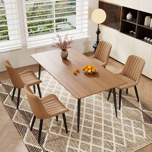 English Elm Set of 2 Armless Pu Leather Dining Chairs Cushioned Seat Brushed Metal Legs Modern Brown W3316P426937