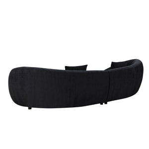 English Elm 125.98" Curved Sofa with Oversized Love Heart Backrest, Beige Fleece, Deep 25.19" Seat, 2 Pillows, Luxe Comfort W3208S00014