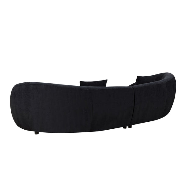 English Elm 125.98" Curved Sofa with Oversized Love Heart Backrest, Beige Fleece, Deep 25.19" Seat, 2 Pillows, Luxe Comfort W3208S00014