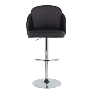 English Elm Fixed-height Swivel Counter Stools with Faux Leather Seats and Chrome Footrest Set of 2 Black B202S02176