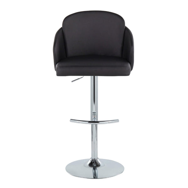 English Elm Fixed-height Swivel Counter Stools with Faux Leather Seats and Chrome Footrest Set of 2 Black B202S02176