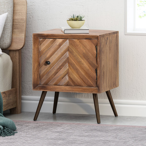 English Elm Christopher Knight Home® - WOODEN Mango Wood & Iron Cabinet with Chevron Door, Mid-Century Modern Accent Storage, 17.5"W 66489.00