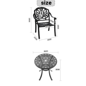 English Elm 3-Piece Cast Aluminum Patio Furniture Set With Cushions, Umbrella Hole, And Stackable Chairs W1710S00413