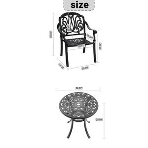 English Elm 5-piece Cast Aluminum Outdoor Dining Set Ornate Carved Frame with Cushioned Chairs W1710S00536