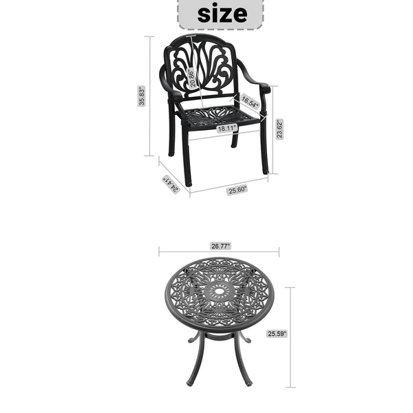 English Elm 5-Piece Cast Aluminum Patio Furniture Set With Black Frame, Brown Cushions & Umbrella Hole Design W1710S00416