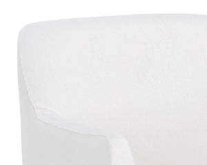 Sunpan JAIME Dining Armchair - Luxurious Fior Vanilla Upholstered Chair with Gold Base for Modern Elegance 110833